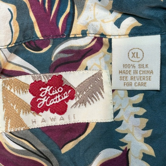 Vintage Hilo Hattie 100% silk button up Hawaiian shirt size XL - Picture 7 of 9